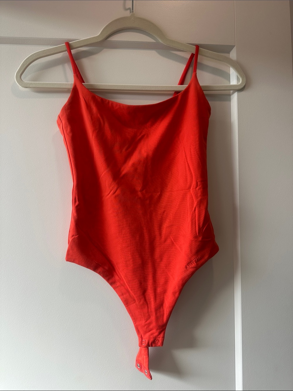 Aritzia Orange/red One-Piece Bodysuit with Snap thong Closure